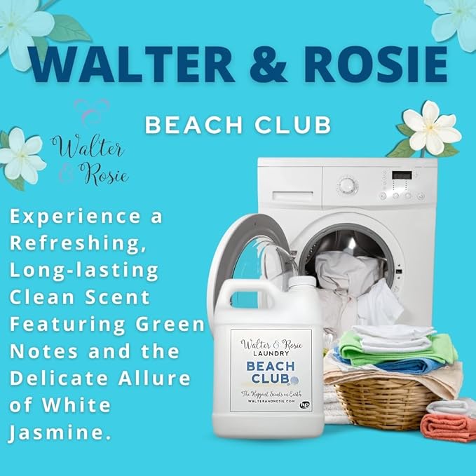 Walter & Rosie Beach Club Luxury Laundry Detergent - Park Inspired Scent with Green Notes & White Jasmine - Highly Fragrant Laundry Detergent - The Happiest Detergent on Earth - 16 Oz