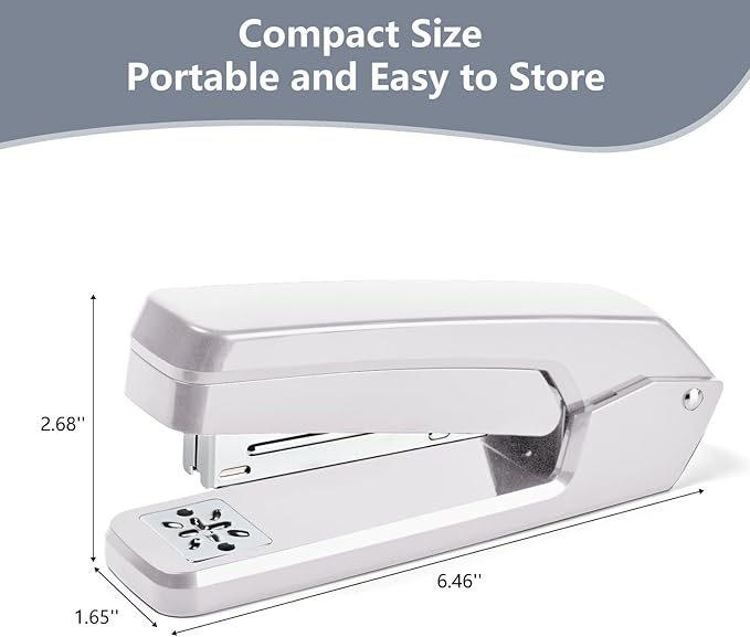 MJMX 360° Rotating Swing-Arm Stapler, 25-Sheet Capacity, with 1000 Staples, 8-Position Lock, ABS Durable Design, for Office/Home/School (White)