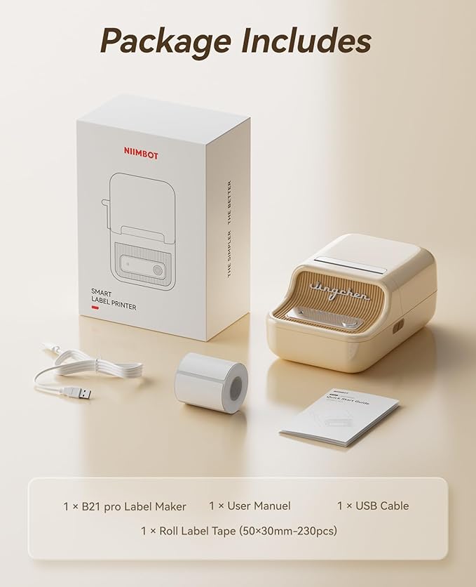 NIIMBOT B21 Pro Label Maker with Tapes, 300DPI HD Label Printer, Sticker Maker for Home Organization, Photo Print, Study Graphics, Scrapbook