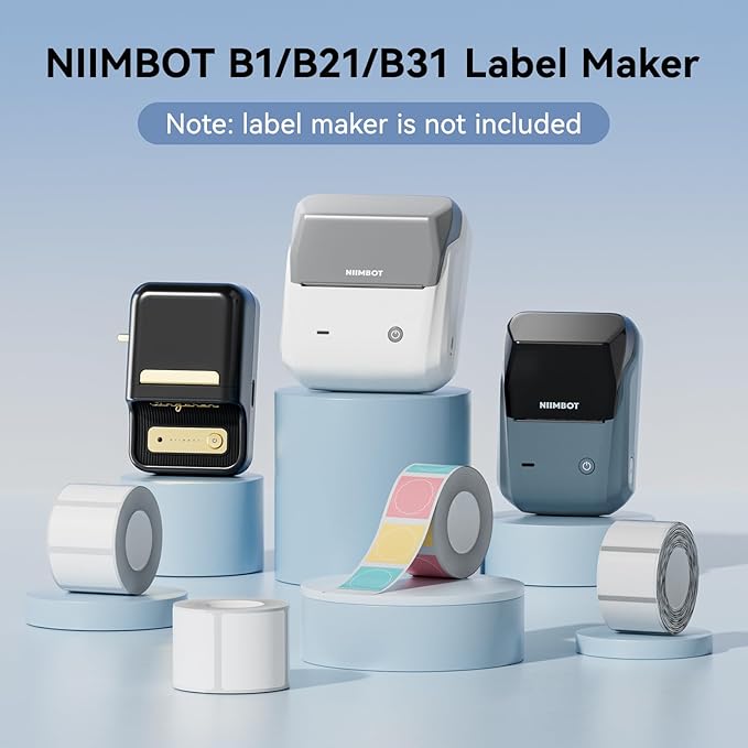 NIIMBOT 2 Rolls Labels for B1/B21/B31 Label Maker, 40 x 30 mm (1.57'' x 1.18'') 230 Labels/Roll, Thermal Label Tape for Home Office Small Business Labeling Tape Replacement(Clear)