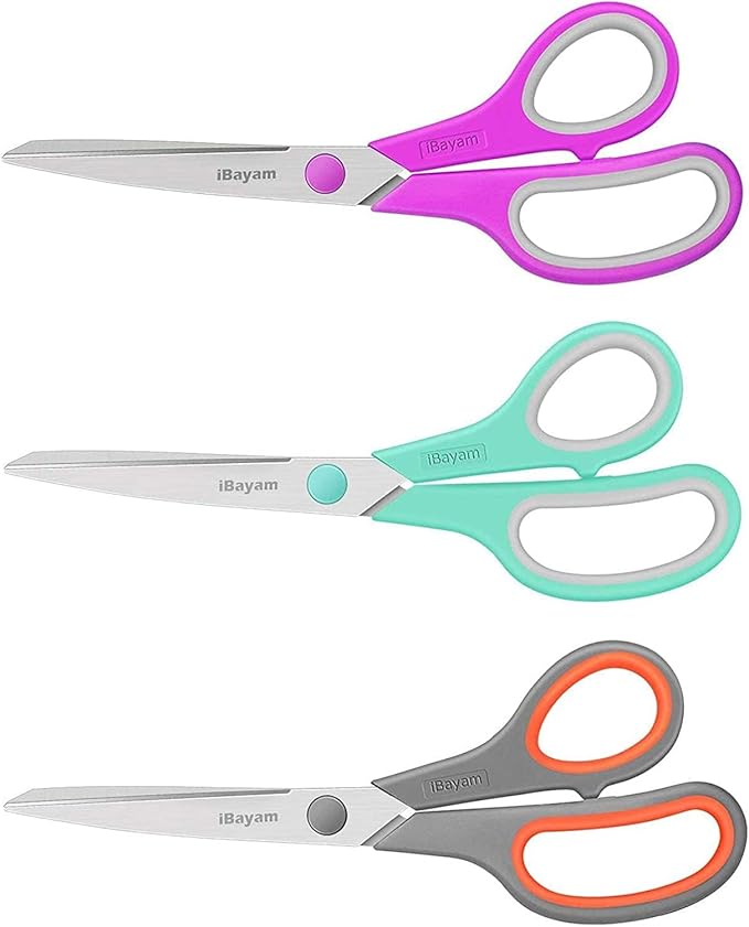 8 '' Multipurpose Heavy Duty Scissors Bulk 24-Pack, 2.5mm Thickness Ultra Sharp Blade Shears with Comfort-Grip Handles for Household School Office Supplies, Right/Left Hand Tools