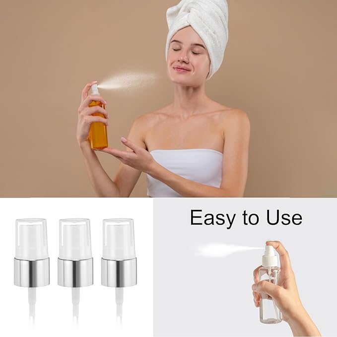 uxcell 12 Pcs Silver White Spray Top, 18/410 Fine Mist Sprayer Reusable Replacement Spray Bottle Pump Plastic Top for Cosmetic Perfume and Body Sprays Bottle