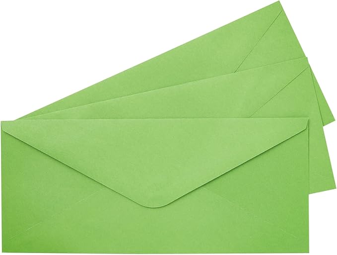 Sustainable Greetings Business Envelopes - 200 Pack, #10, Green, Gummed Seal - Colored Envelopes in Letter Size for Invitations, Weddings, Greeting Cards & Business Mailing