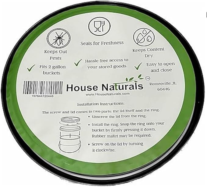 House Naturals 2 Gallon Food Grade - BPA Free Made in USA Buckets Lime Color pails with Screw On Gasket Lids (3, Lime - Aqua lids)