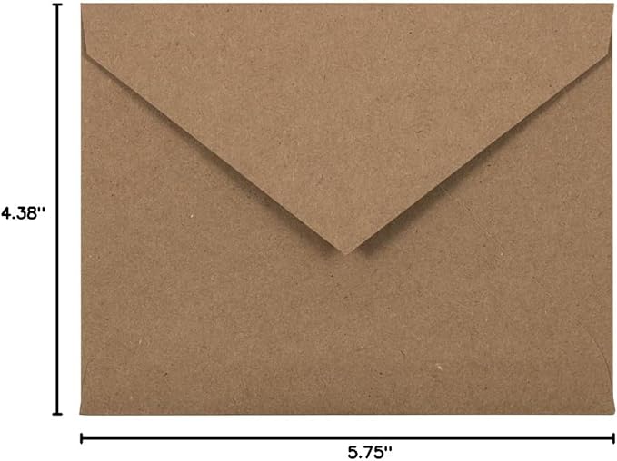 JAM PAPER A2 V-Flap Premium Invitation Envelopes - 4 3/8 x 5 3/4 - Brown Kraft Paper Bag - Bulk 500/Box