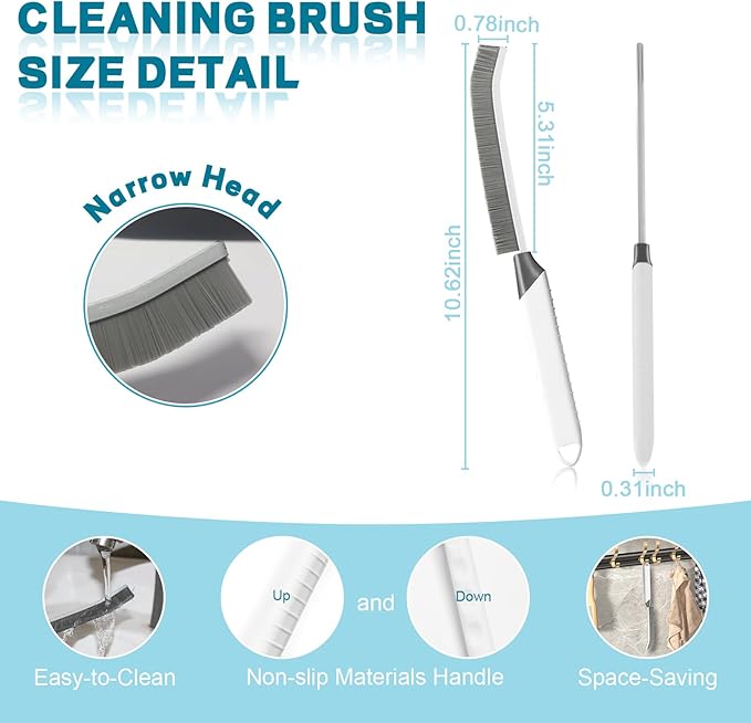 Thin Cleaning Brush Set - Gap Cleaning Tools, Multi-Purpose Hard Bristle Grout Scrub Brushes & Grout Cleaner Brush for Deep Scrubbing in Kitchen, Bathroom, Toilet, Sink Gap