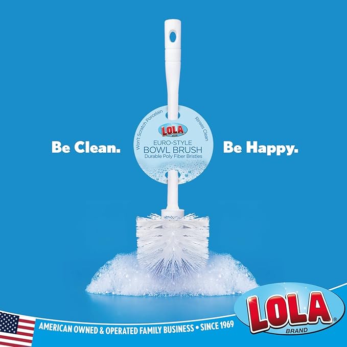 LOLA Classic Toilet Brush, Durable Fiber Stiff Bristles, Compact Size, Non-Scratch, Long-Lasting - 1 Pack