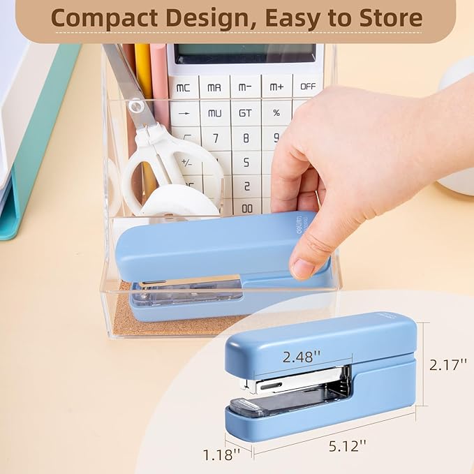 deli Stapler, Desktop Staplers with 1660 Staples and Integrated Staple Remover, 40 Sheet Capacity Office Stapler, 2 Pack, Blue