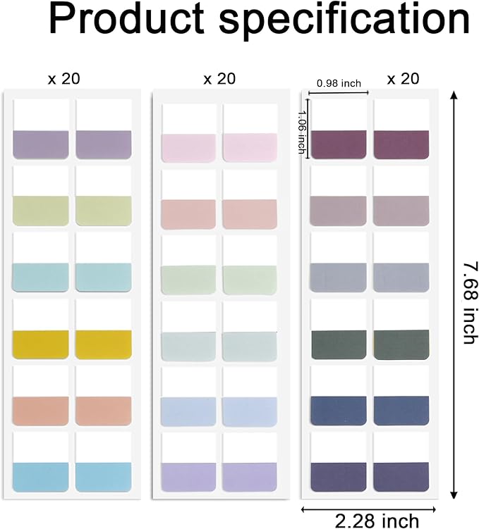 Potanro Sticky Tabs 720pcs Color Tabs for Notebooks 1 Inch Book Tabs Writable Annotation Tabs Repositionable Page Tabs Flags Page Markers Labels for Notebooks, Filing, Classification (Medium)