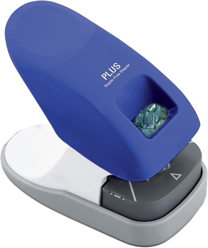 Plus Paper Clinch Desktop Staple-Free Stapler, Blue