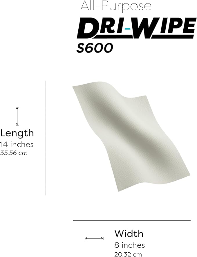 Dri-Wipe S600 by SMPLY Brands – All-Purpose Disposable Wipes, 10 Boxes of 126 (1,260 Total), Strong Alternative to Shop Towels & Paper Towels, 8" x 14" Center-Pull Sheets