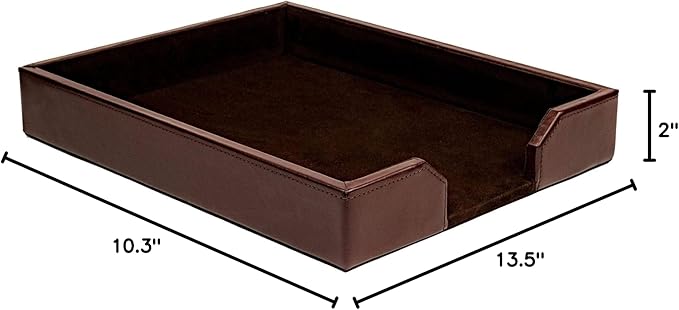 Dacasso Bonded Leather Desktop Letter Tray - Luxury Letter Holder & Paper Organizer for Desk - Office Organization & Executive Desk Decor - (Dark Brown)