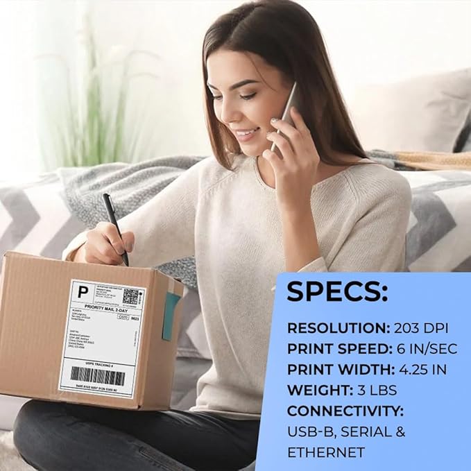 Zebra Label Printer GX420T Direct Thermal Desktop Printer Bundle for Small Business - Includes Zebra GX 420t Label Printer (GX42-102510-150), USB-A Cable and Microfiber Cloth (Renewed)