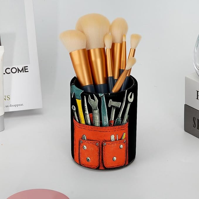 Pocket of Tools (1) Desk Pen Holder Stand Pencil Cup Pot Desk Organizer Makeup Brush Holder