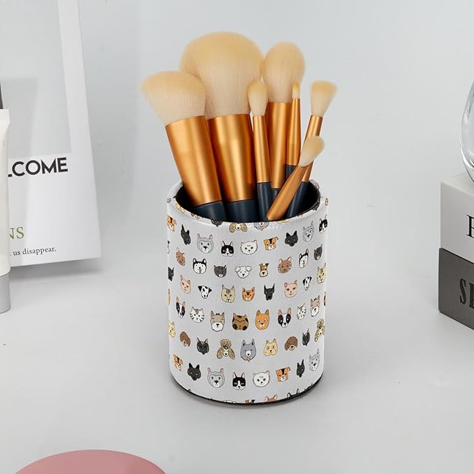 Cats and Dogs Animal Pencil Holder, Pencil Cup for Desk, Makeup Brush Holder Cup for Kids Desk Organizer for Office, Classroom, Home