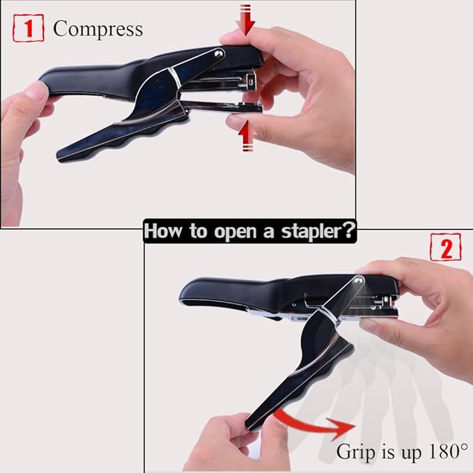 Stapler with 1000 Staples-Plier Stapler Save 60% Power,Good for Stapling at Home School or Warehouse (Black2P)