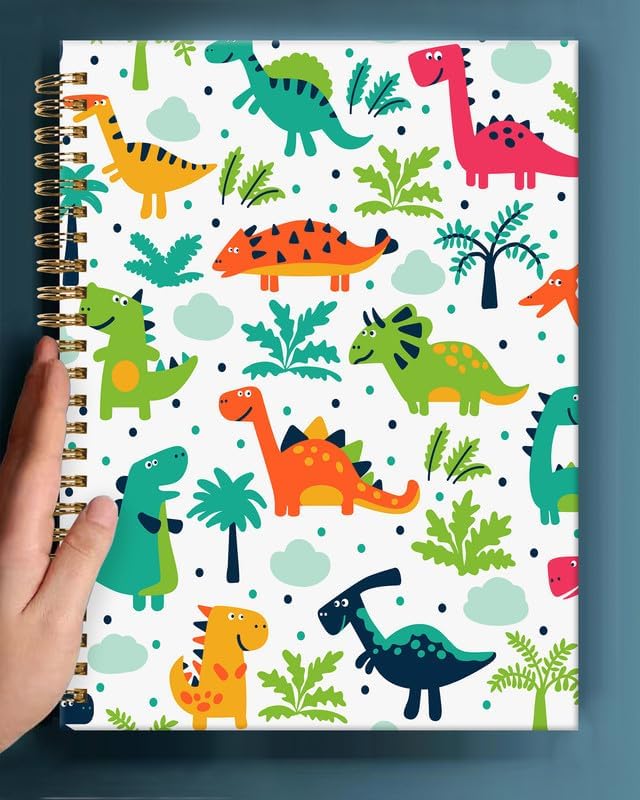 Spiral Journal Notebook,A5 Hardcover Lined Journals for Women Girl 6 x 8.3 in,120 Pages Thick Paper,Cute College Ruled Writing Notebook for Gifts Office Work School(Cute Dinosaurs)