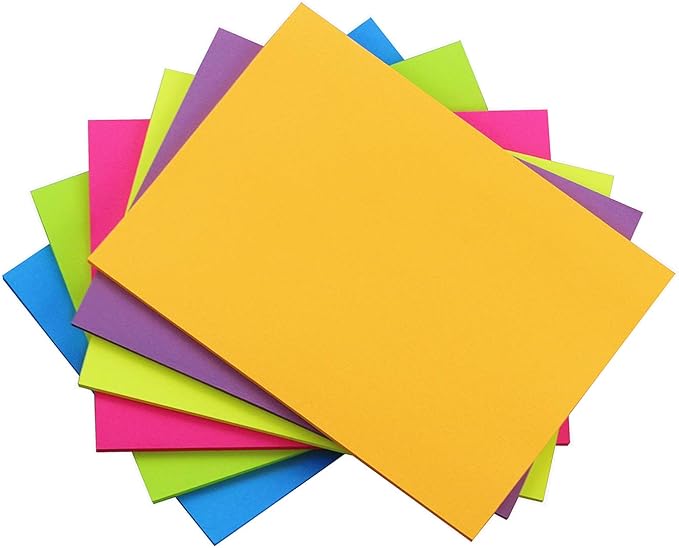 Sticky Notes 8x6, 6 Color Bright Colorful Sticky Pad, 6 Pads/Pack, 45 Sheets/Pad, Self-Sticky Note Pads