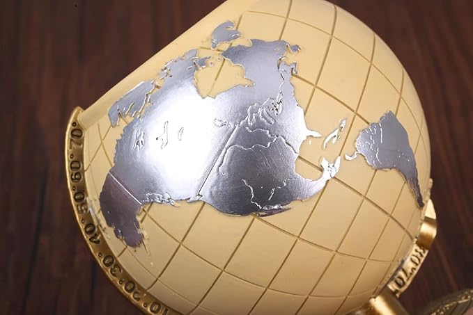 Globe Pen Holder Desk Decor Organizer Cute Cool Fun Vintage Pencil Cups Gifts for Teacher Kids Men Desk Accessories for Office Home School (Light Yellow)