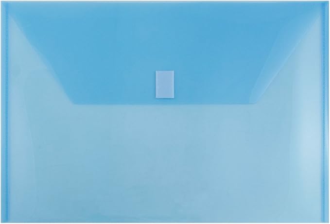 JAM PAPER Plastic Envelopes with Hook & Loop Closure - Legal Booklet - 9 3/4 x 14 1/2 - Assorted Colors - 12/Pack