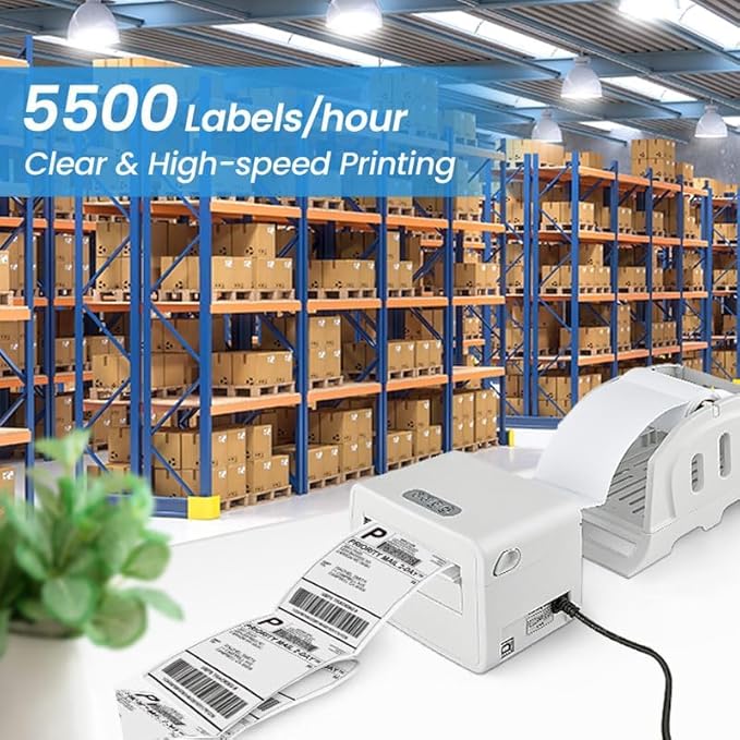 4x6 Shipping Label Printer - 203 DPI Thermal Label Printer for Small Business with Bluetooth/USB, Portable Thermal Printer for Warehouse, Home Office & Shipping Labels