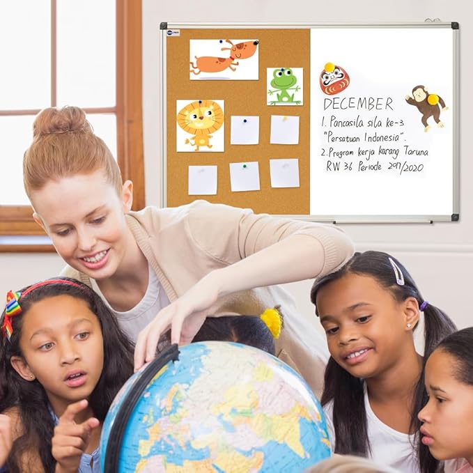 New PUTE White Board and Cork Board Combo - 36 x 24 Inches Large Dry Erase Whiteboard and Bulletin Board, Magnetic Wall Pin Display Board for Home, Classroom & Office, 24"x36" Cork