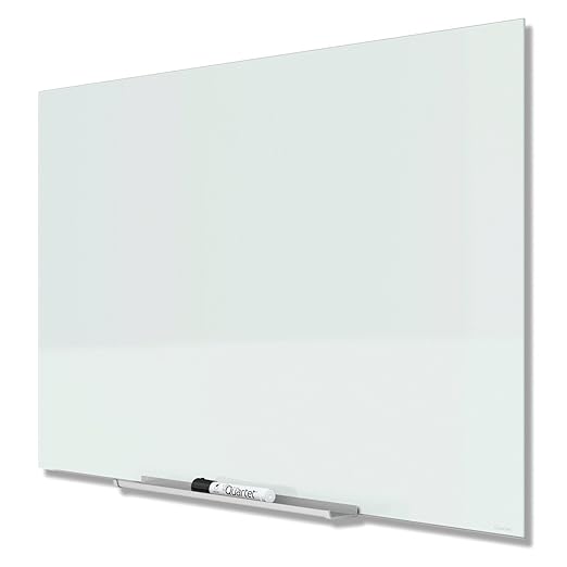 Quartet Glass Whiteboard, Magnetic Dry Erase Board, Wall Mounted Whiteboard for Office, School and Home, 50"W x 28"H, White (G5028IMW)