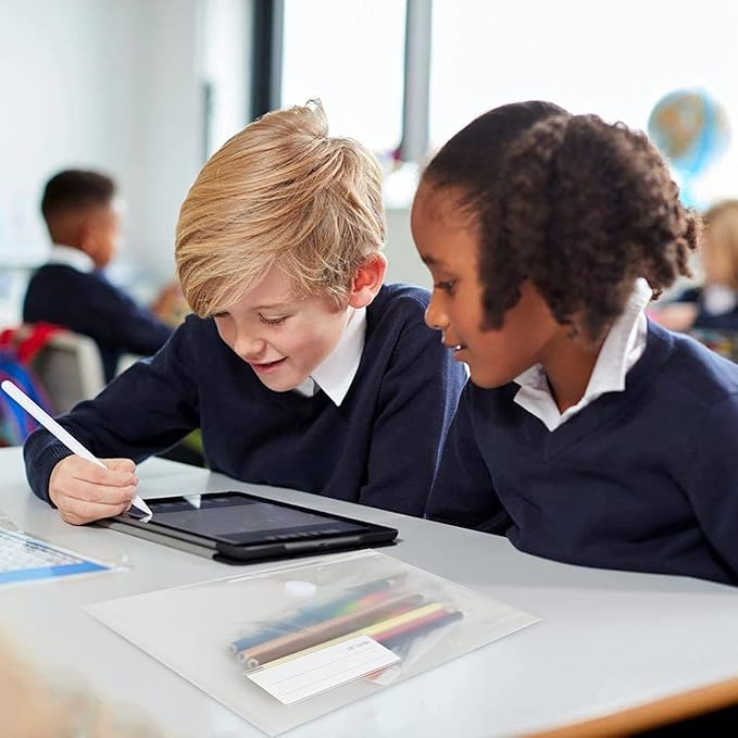 A5 Plastic Clear Envelopes Folder with Hook & Loop Closure 6x10" Invoice Receipt Cash Organization with Label Pocket 12pcs