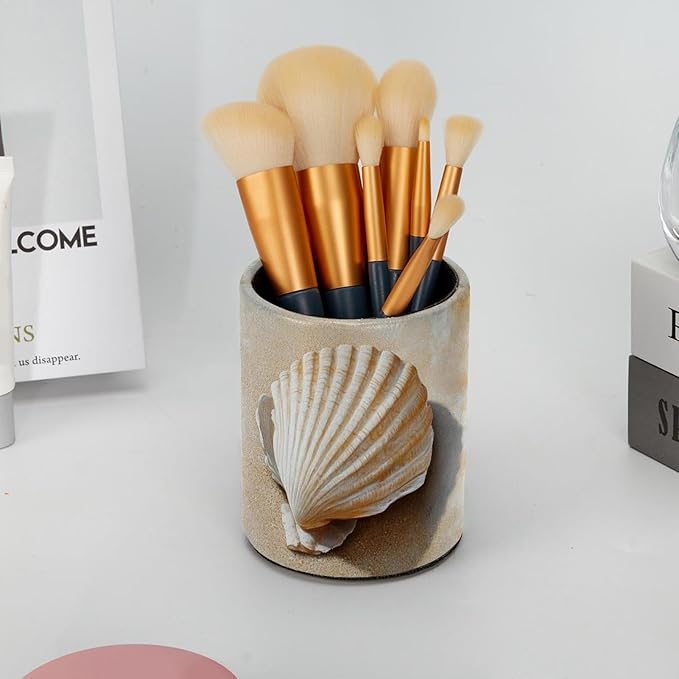 Pen Holder Cup for Desk, _Shell Sand (2) Pencil Cup Holder for Desk Office Pen Organizer