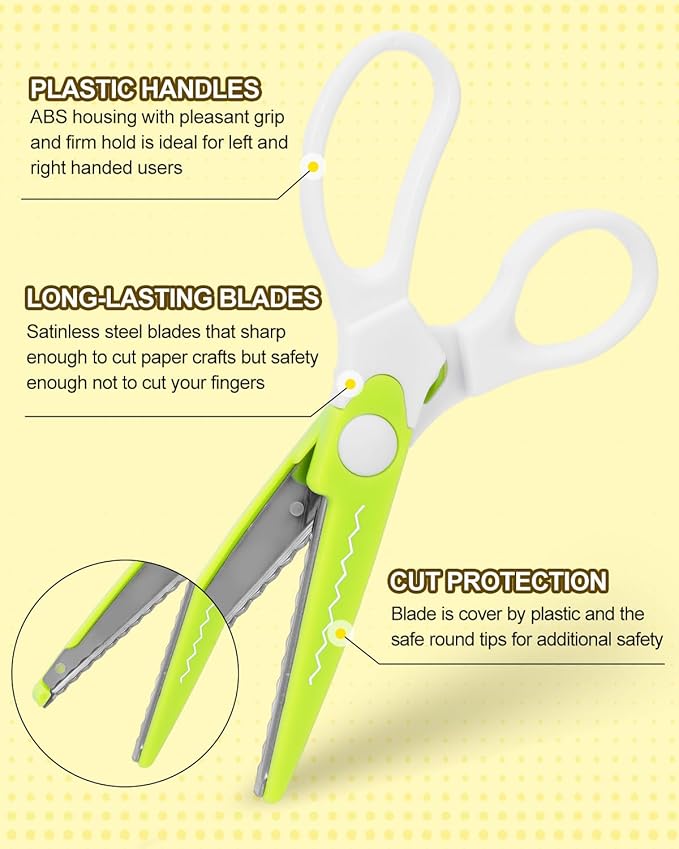 UCEC Decorative Paper Scissors Set, 5 Pairs Zig Zag Edges With Portable Organizing Container, Great for DIY Wavy Cutting, Crafts, Scrapbooking, Paper Quilling and Kid's Designs