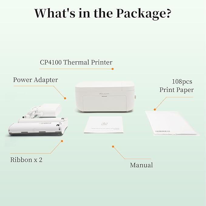 HPRT CP4100 Photo Printer - Portable 4x6 Bluetooth Instant Picture Printer + 108 Sheets & 2 Ribbon, Wi-Fi, Premium Dye Sublimation - 300 DPI Display Resolution - Editing App for Fun, Creative Photos