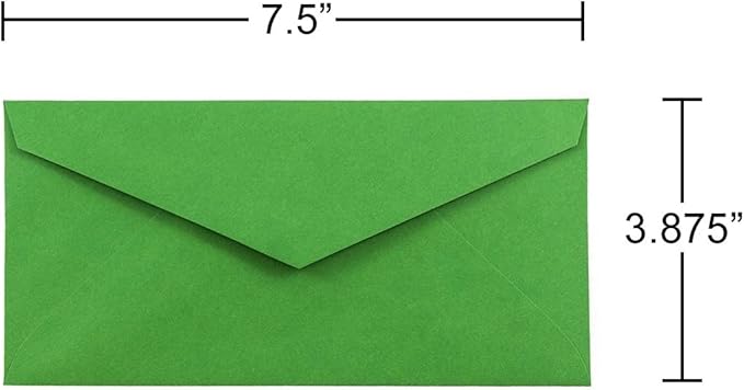 JAM PAPER Monarch Colored Envelopes - 3 7/8 x 7 1/2 - Green Recycled - Bulk 1000/Carton