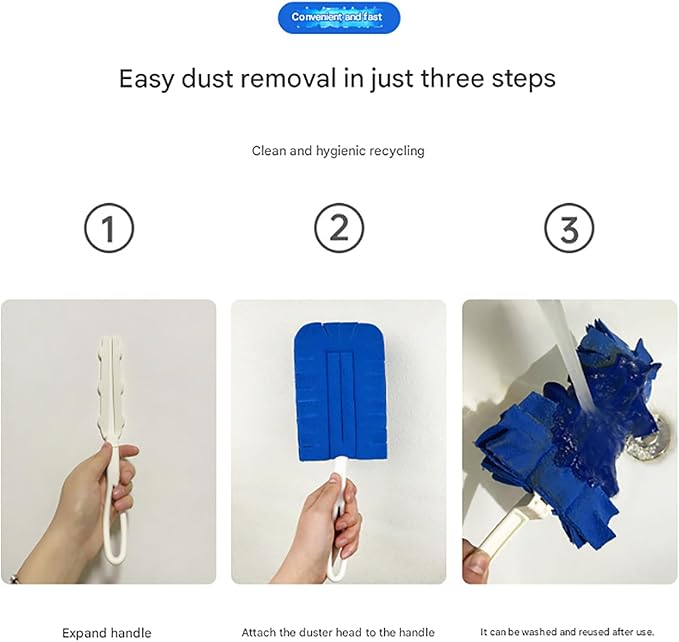 360° Electrostatic Duster Refills with Duster Handles, Reusable Duster Refills Washable Hand Duster, for Cleaning, Office, Ceiling Fan (1 Handle + 30 Refills)
