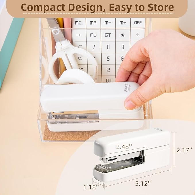 deli Stapler, Desktop Staplers with Integrated Staple Remover, 40 Sheet Capacity Office Stapler, White