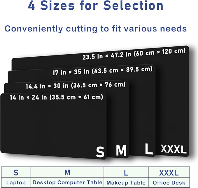 Boutilon Leather Desk Pad Protector,Non-Slip Mouse Pad,Laptop Desk Pad,Office Mouse Mat,Waterproof Leather Desk Blotter,Desk Writing Pad for Office and Home (S-Black,24"x 14")