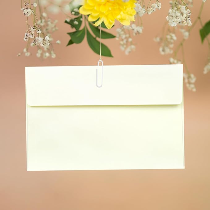A9 Envelopes Ivory 5.75x8.75 Invitation Envelopes Self Seal Pack of 50 Blank Envelopes for Cards Ivory