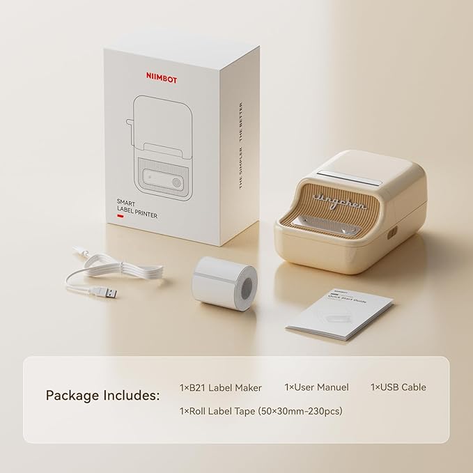 NIIMBOT B21 Pro Sticker Printer, 300DPI, Fun APP, Portable Inkless Label Printer, Bluetooth Sticker Maker for DIY Crafts, Notes, Scrapbook, Photo, Custom Labels & Gifts,Home Organization (White)