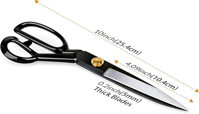 Fabric Scissors Professional 10 inch Heavy Duty Scissors for Leather Sewing shears for Tailoring Industrial Strength High Carbon Steel Tailor Shears Sharp for Home Office Artists Dressmakers
