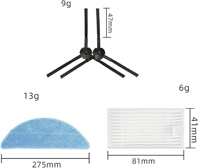 Replacement Parts for ILIFE V3 V3s V5 V5s Pro V50 V55 Robotic Vacuum Cleaner Accessories Kit, 1 Primary Filter & 3Pairs Side Brushes & 3 Filters & 3 Mop Pad