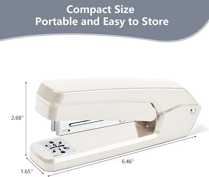 MJMX 360° Rotating Swing-Arm Stapler, 25-Sheet Capacity, with 1000 Staples, 8-Position Lock, ABS Durable Design, for Office/Home/School (Gray White)