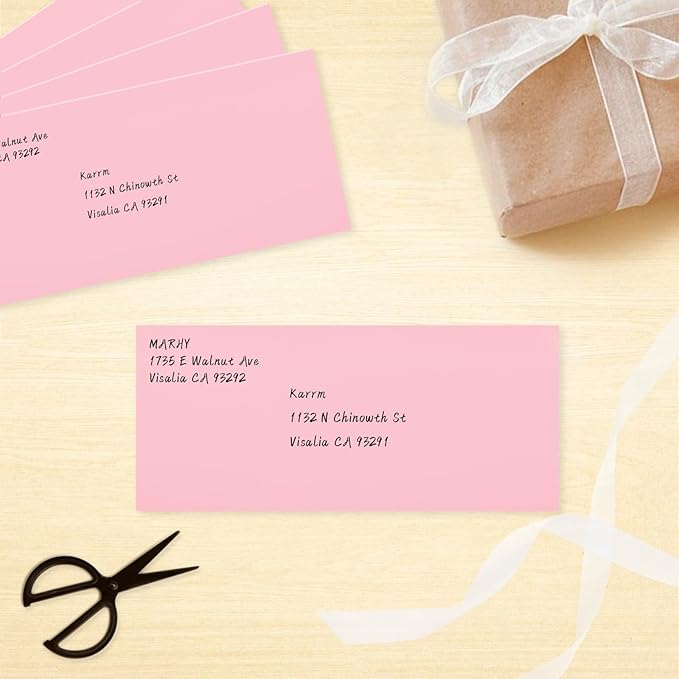 100 Pack #10 Business Envelopes, Pink Standard Envelopes Self Seal, Letter Size Business Mailing Envelopes for Checks Letters Invoices Statements Birthday Graduation Wedding, 4 1/8 x 9 1/2 Inch