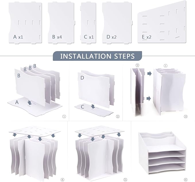 SONGWAY Desk File Organizer and Accessories Storage - Desktop Organizer with Horizontal and Vertical File Folder Holders, Letter Mail Sorter, 4 Tier Paper Storage for Desk Home Office School
