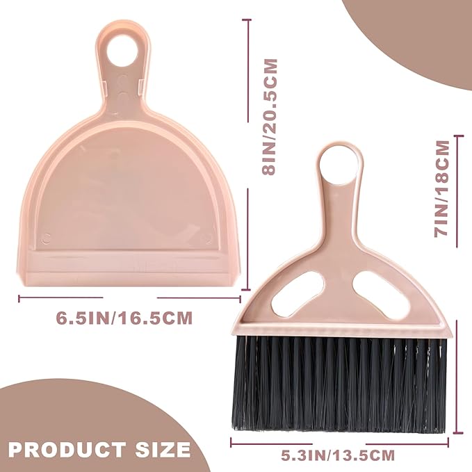 NBGYTECH Mini Broom and Dustpan Set Small Broom with Dustpan Combo Set Portable Cleaning Tools for Home Office RV Learning Camping (Pink)