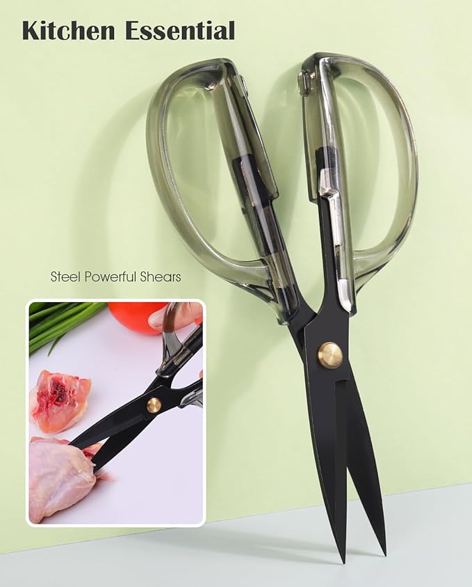 Kitchen Shears Scissors&Sharp Scissors, ARCHIKING 8.0inch Cooking Scissor-Meat and Poultry Shears, Dishwasher Safe, Acrylic Handel Scissors All Purpose Stainless Steel Utility Scissor