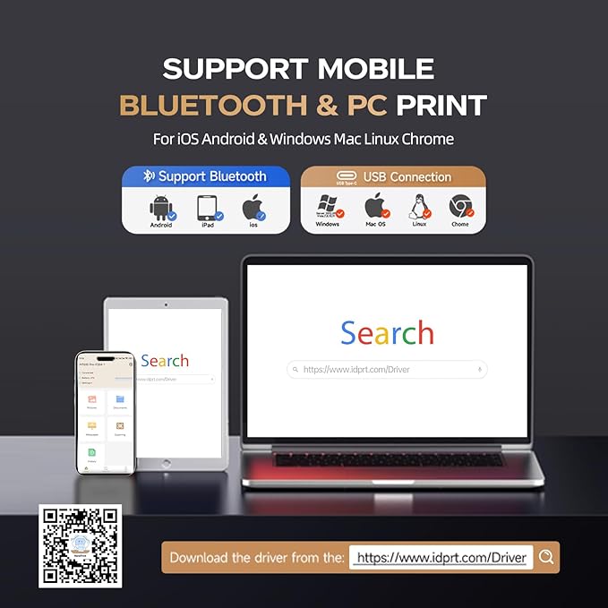 iDPRT MT610 Portable Thermal Printer, Mobile-Travel-Printers, Inkless-Wireless-Small-Printer for Home Use, Office, Vehicles, Bluetooth Printers Supports 8.5" x 11" US Letter & A4 & A5 Size