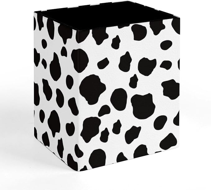 Square Pen Holder & Pencil Organizer for Desk - Office Storage Organizer, Markers/Makeup Brushes/Scissors Holder, Compact Desk Decor Accessories for Home Classroom School(Cows Print)