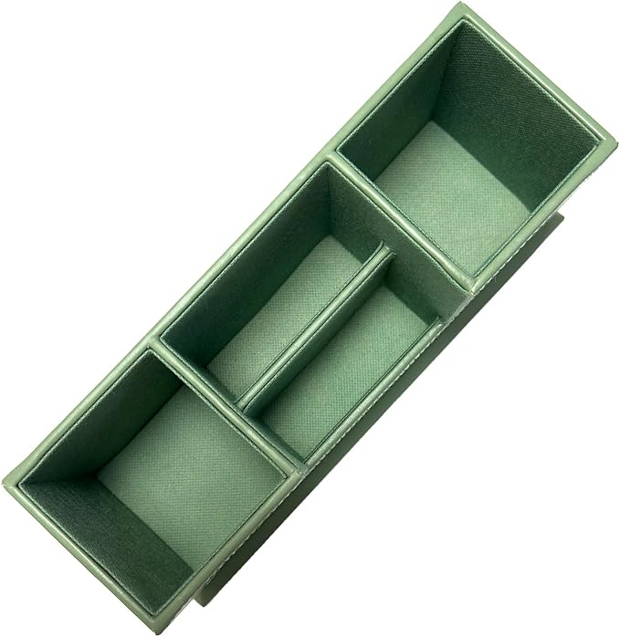 UnionBasic Desk Organizer, Desktop Caddy Leather Multi-compartment Pen Holder Office Stationer Organizer, Malachite Green