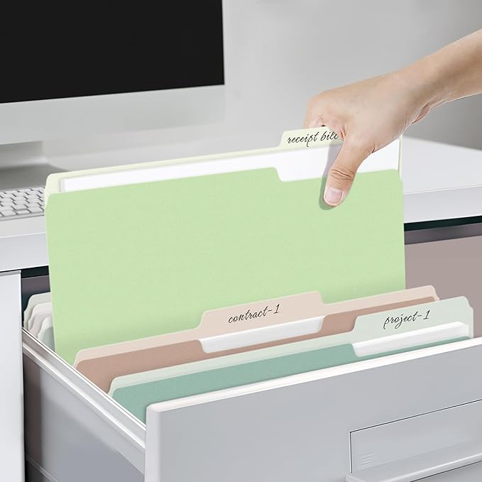 SUNEE File Folders, 18 Pack Manilla Folders 8.5 x 11, Colored File Folders Home Office School Supplies for Documents Files Paper, 6 Morandi Colors