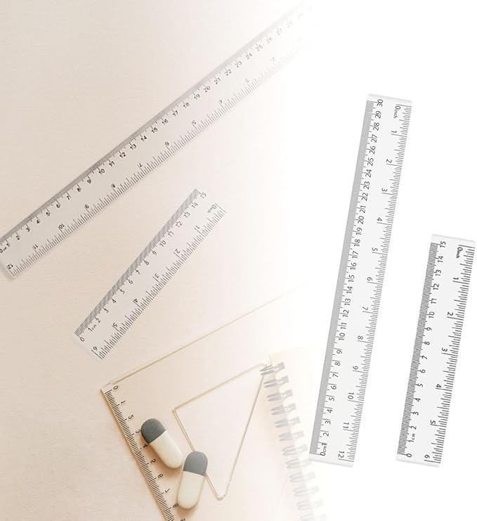 4 Pack Clear Plastic Straight Rulers, Clear Ruler Bulk, Transparent Ruler with Centimeters and Inches, for Class, Office (6 inch+12 inch)