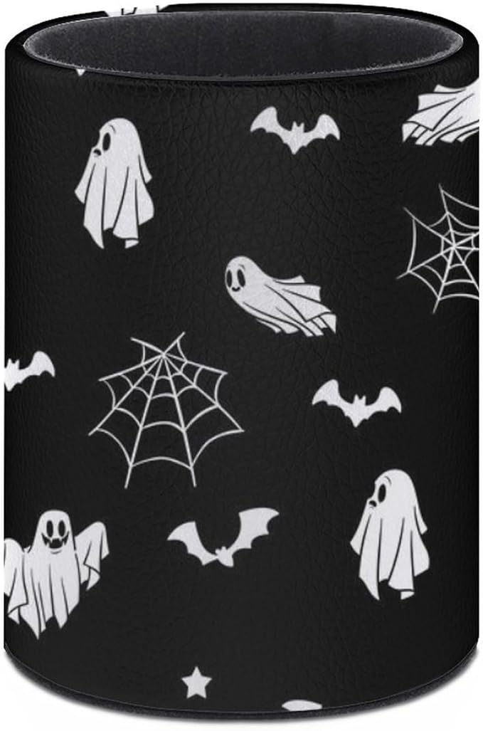 Halloween Spider Web Ghost Pen Holder Pencil Organizer Cute Pencil Cup Desk Decor Makeup Brush Holder PU Multifunctional Office Suppliesfor Home Classroom School